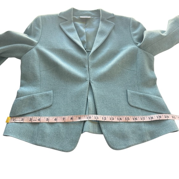 Akris Punto Sumptuous Aqua Jacket 100% Wool Light‎ Blue Hook & Eye Flaws US 12 - Picture 13 of 16